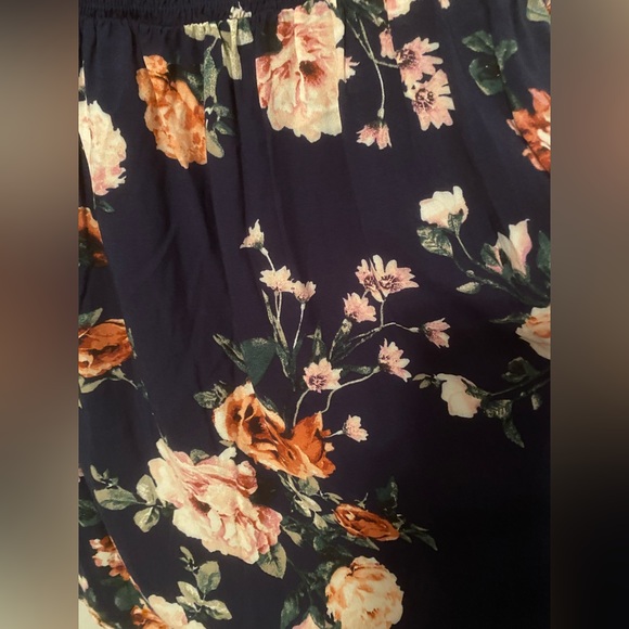 Xhilaration Navy Blue Peasant Long Sleeve Pink Floral Spring Dress Large. NWT - Picture 5 of 5